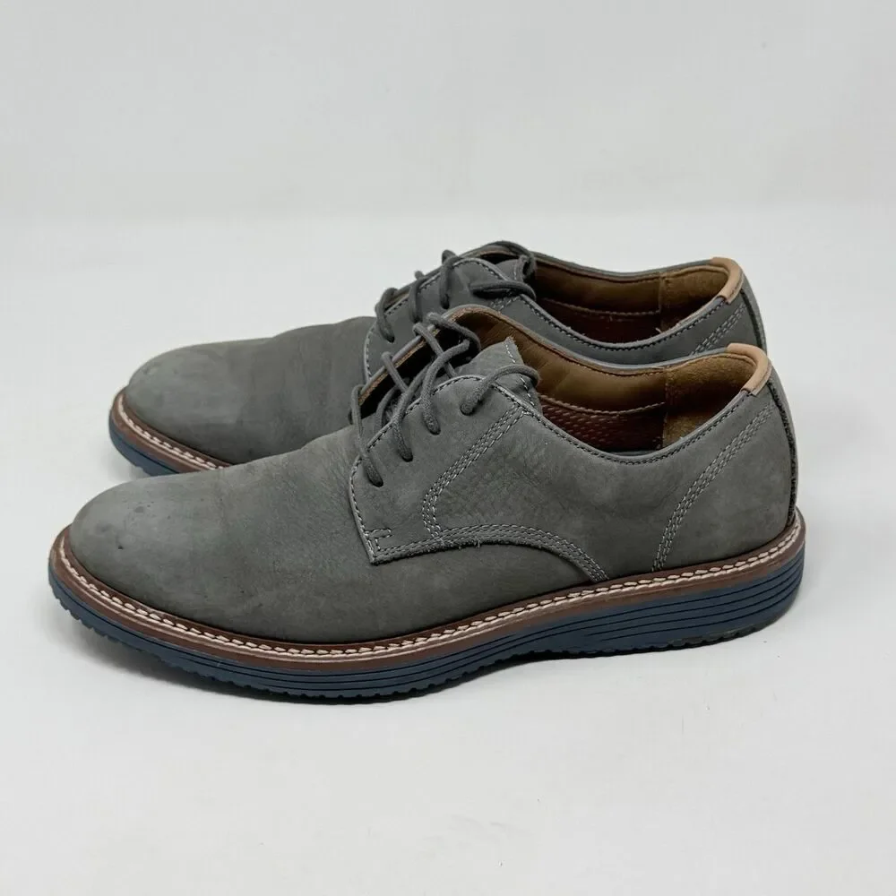 Johnston Murphy Upton Derby Shoes Mens 8.5 M Gray Blue Nubuck Leather Plain Toe